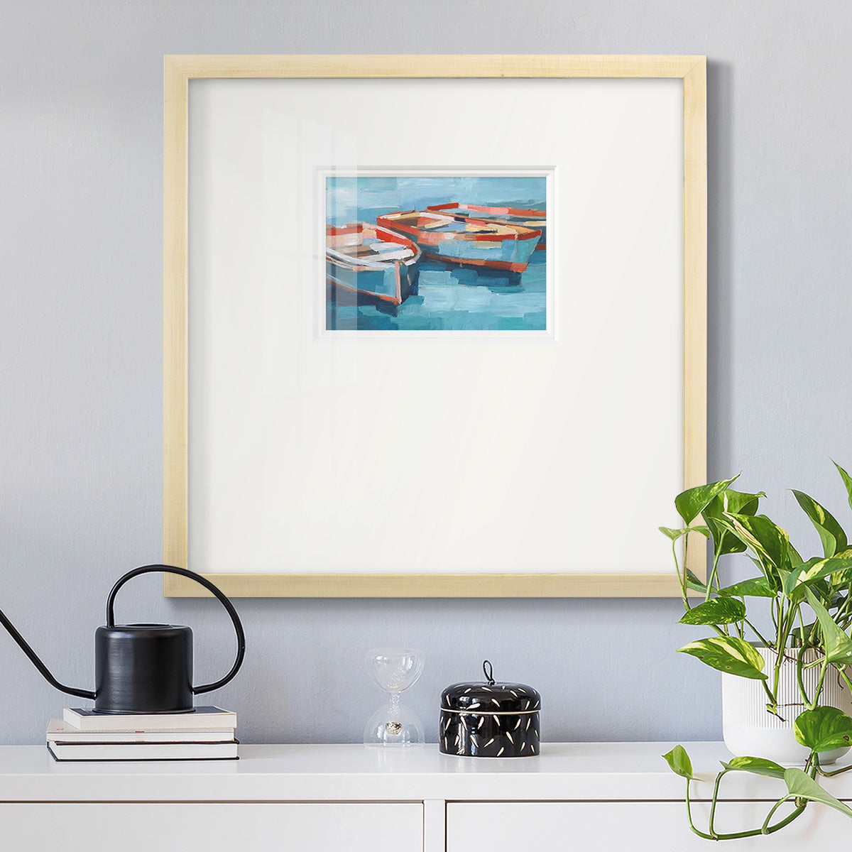 Primary Boats II Premium Framed Print Double Matboard