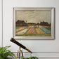 Impressionist Dutch bulb field landscape by Vincent van Gogh in an ornate champagne frame displayed in a light-toned interior setting.