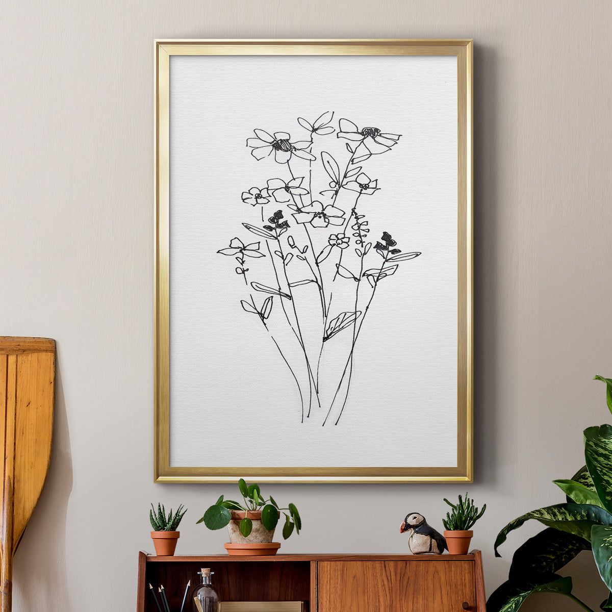 Farmhouse Plants I - Modern Framed Canvas Print