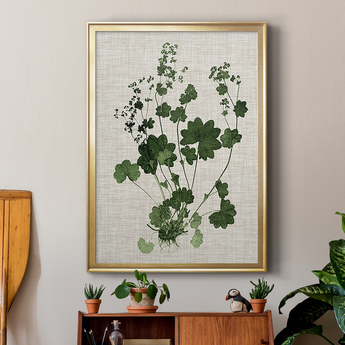 Forest Foliage on Linen III - Modern Framed Canvas Print