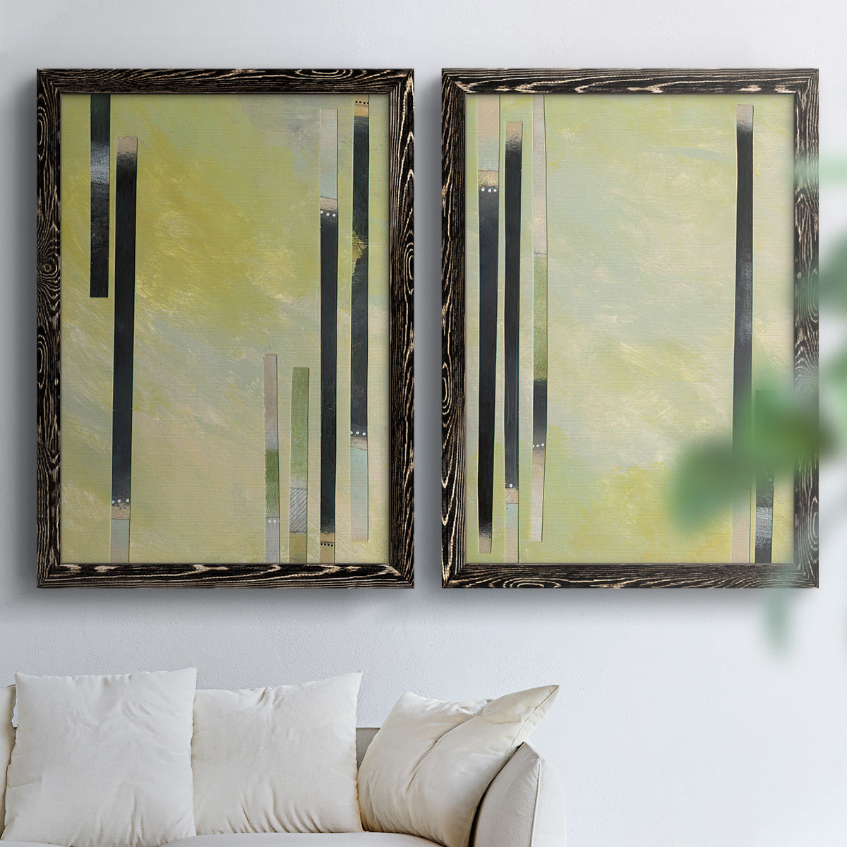 Neutral Assemblage I - Premium Framed Canvas 2 Piece Set - Ready to Hang