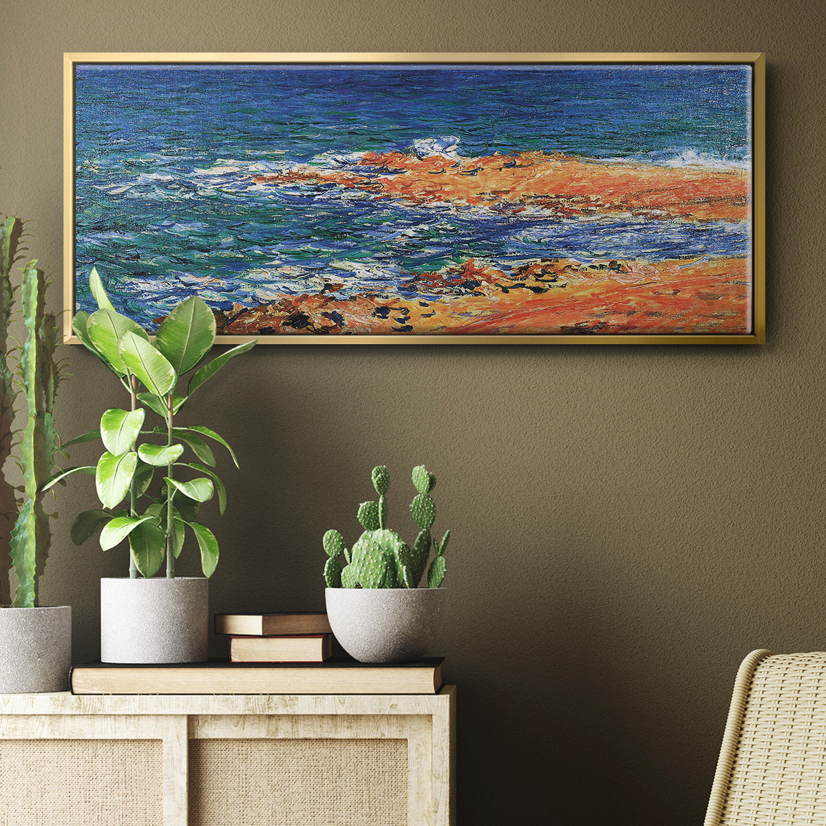 The 'Big Blue' Sea in Antibes, 1888 - Floater Framed Canvas Print