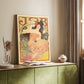 Canvas art print of a vintage advertisement featuring a stylized female figure smoking styled in a home decor setting.