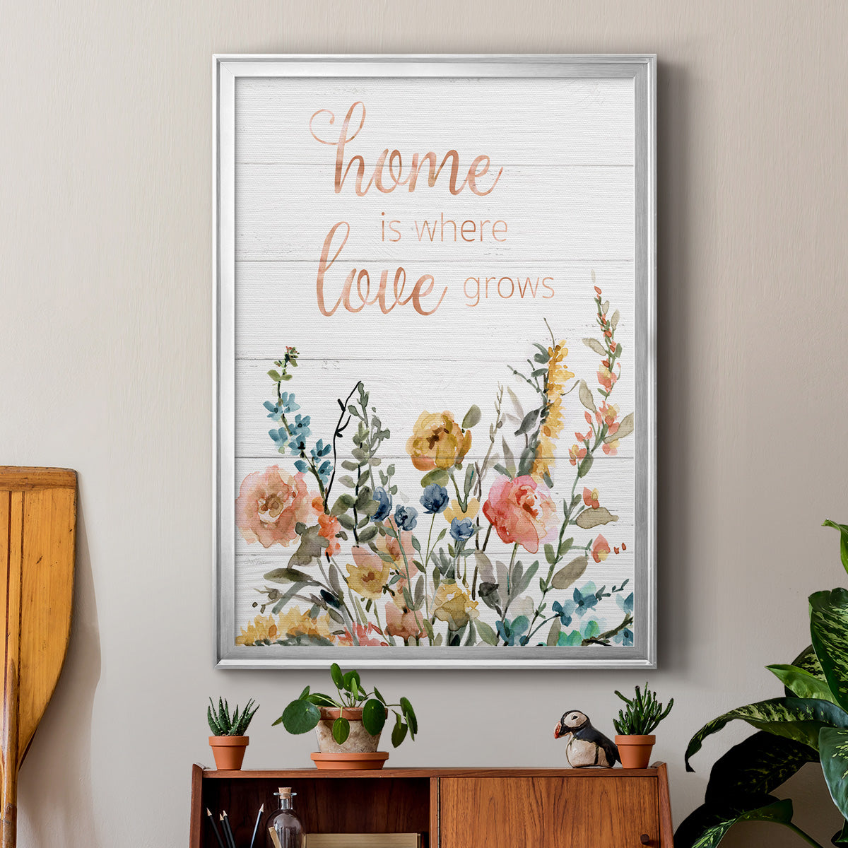 Home is Where Love Grows - Modern Framed Canvas Print