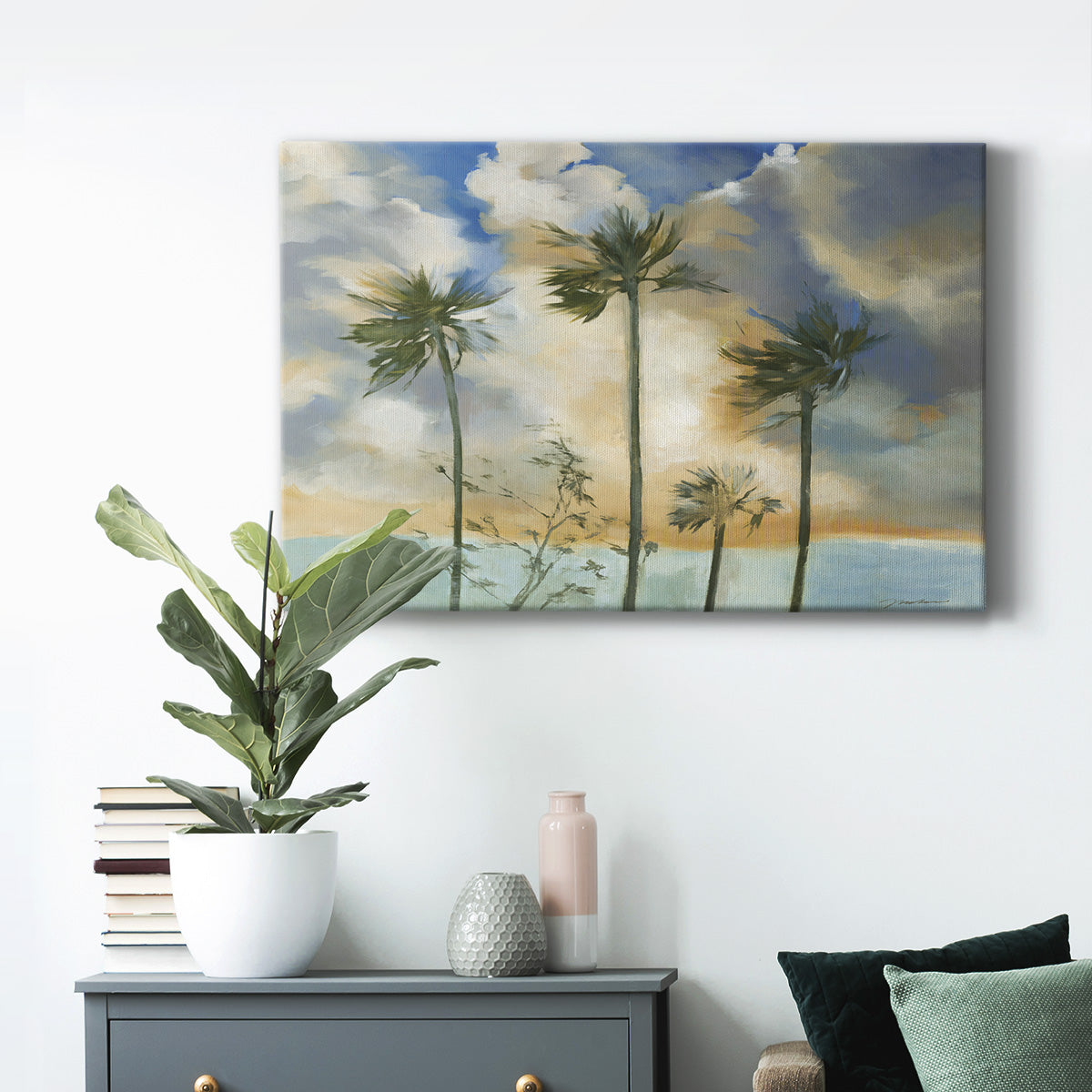 Palms in the Wind Premium Gallery Wrapped Canvas - Ready to Hang