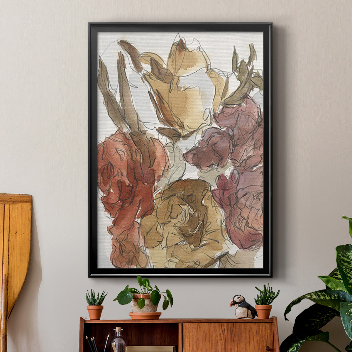 Cropped Floral Arrangement I - Modern Framed Canvas Print