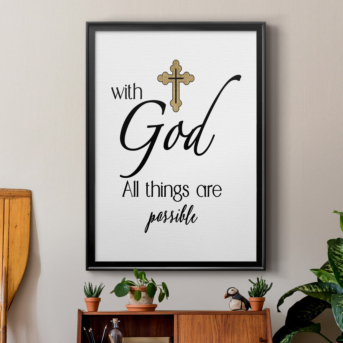 All Things Possible Gold - Modern Framed Canvas Print