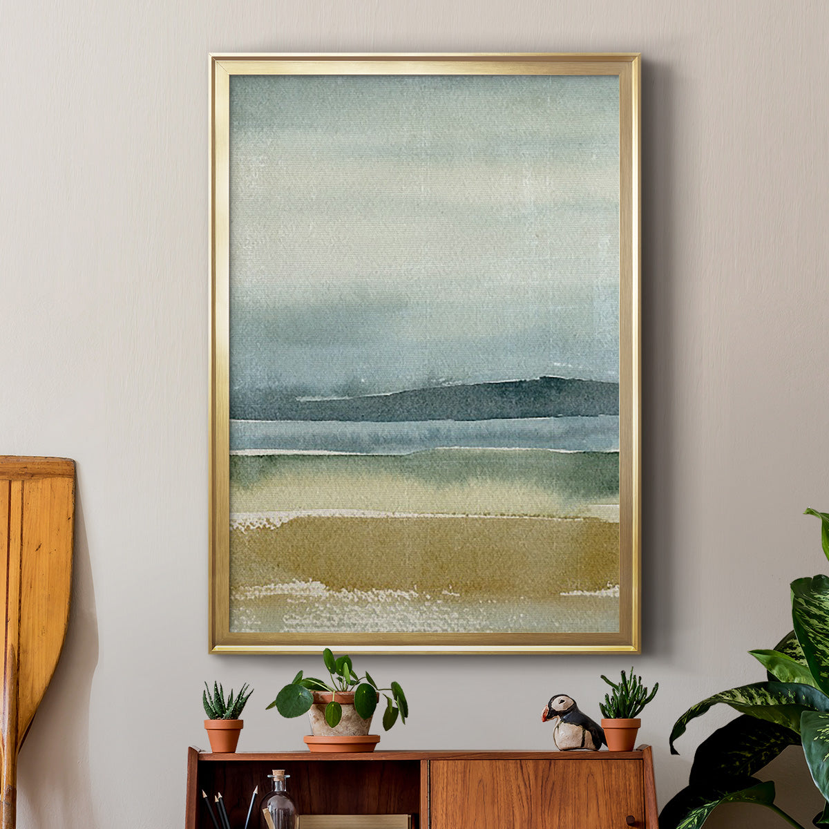 Ochre Outlook I - Modern Framed Canvas Print