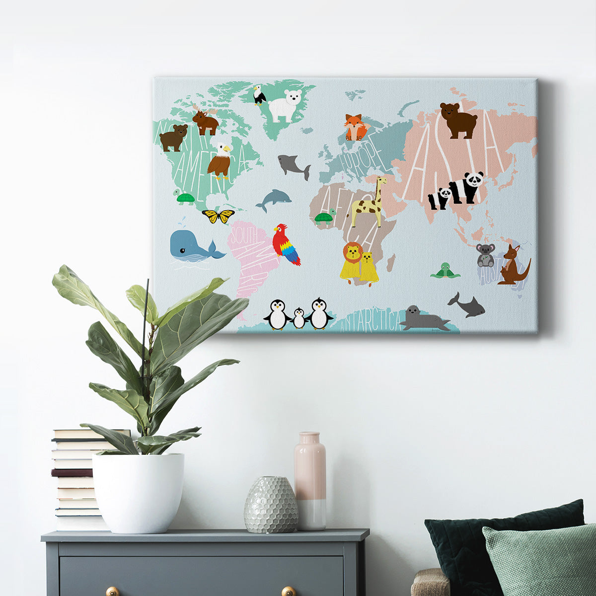 Animal Map Premium Gallery Wrapped Canvas - Ready to Hang