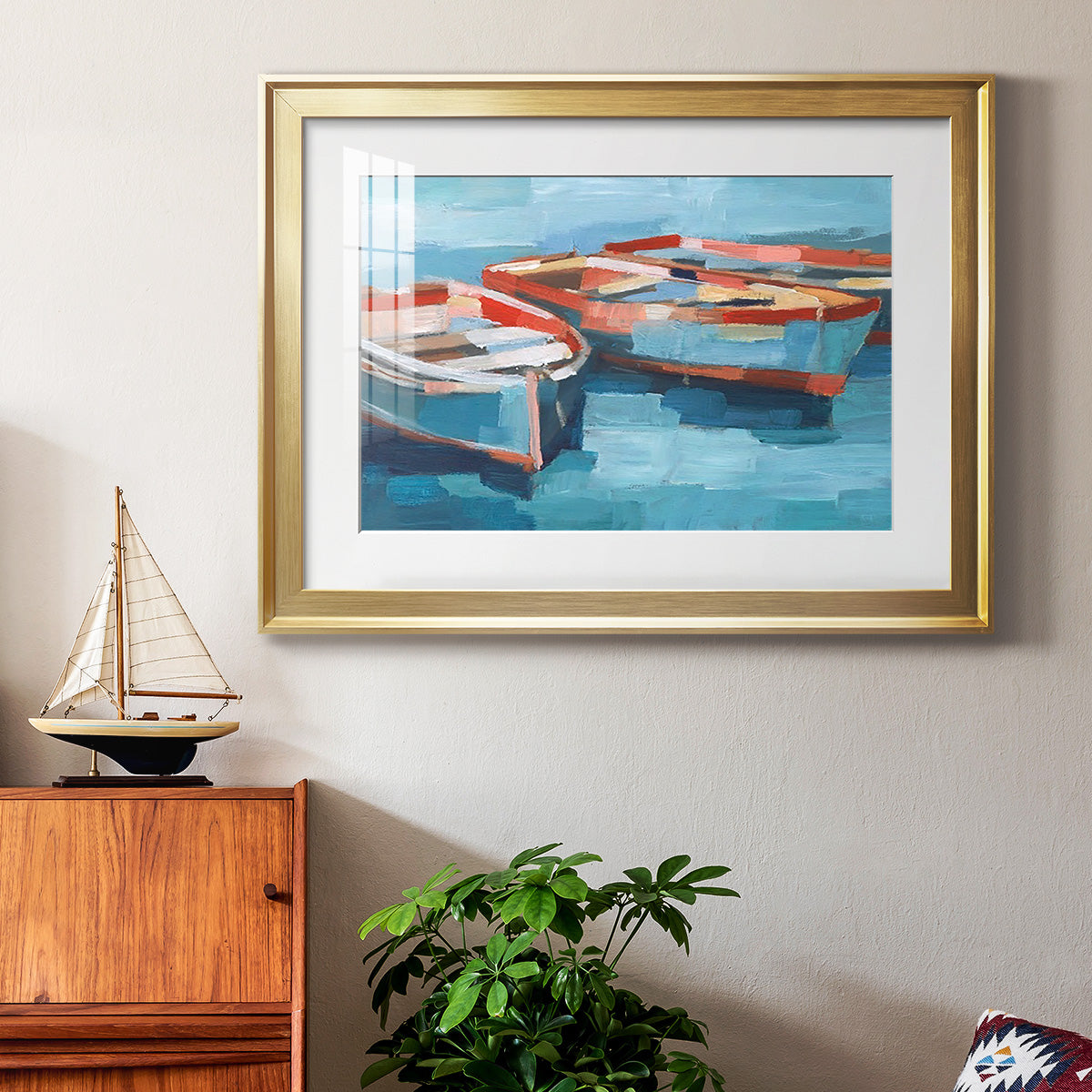 Primary Boats II Premium Framed Print - Ready to Hang