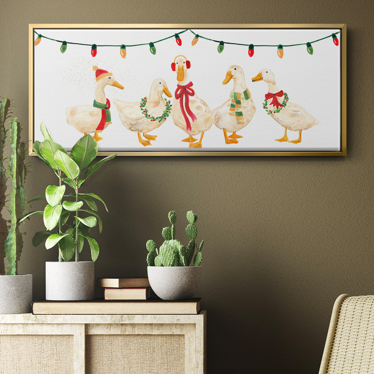 Merry Quackmas Collection D - Floater Framed Canvas Print