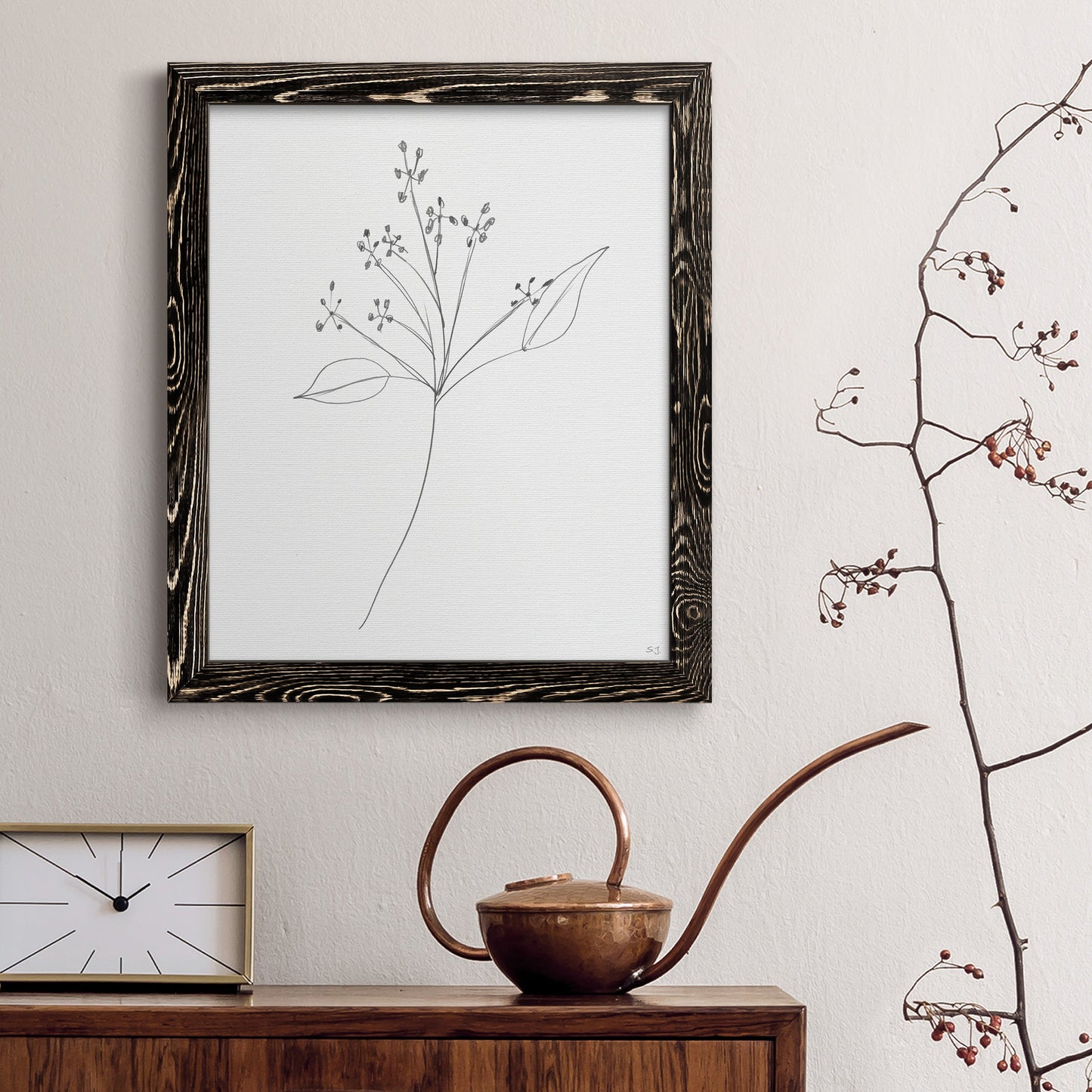 Botanical Gesture V - Premium Canvas Framed in Barnwood - Ready to Hang