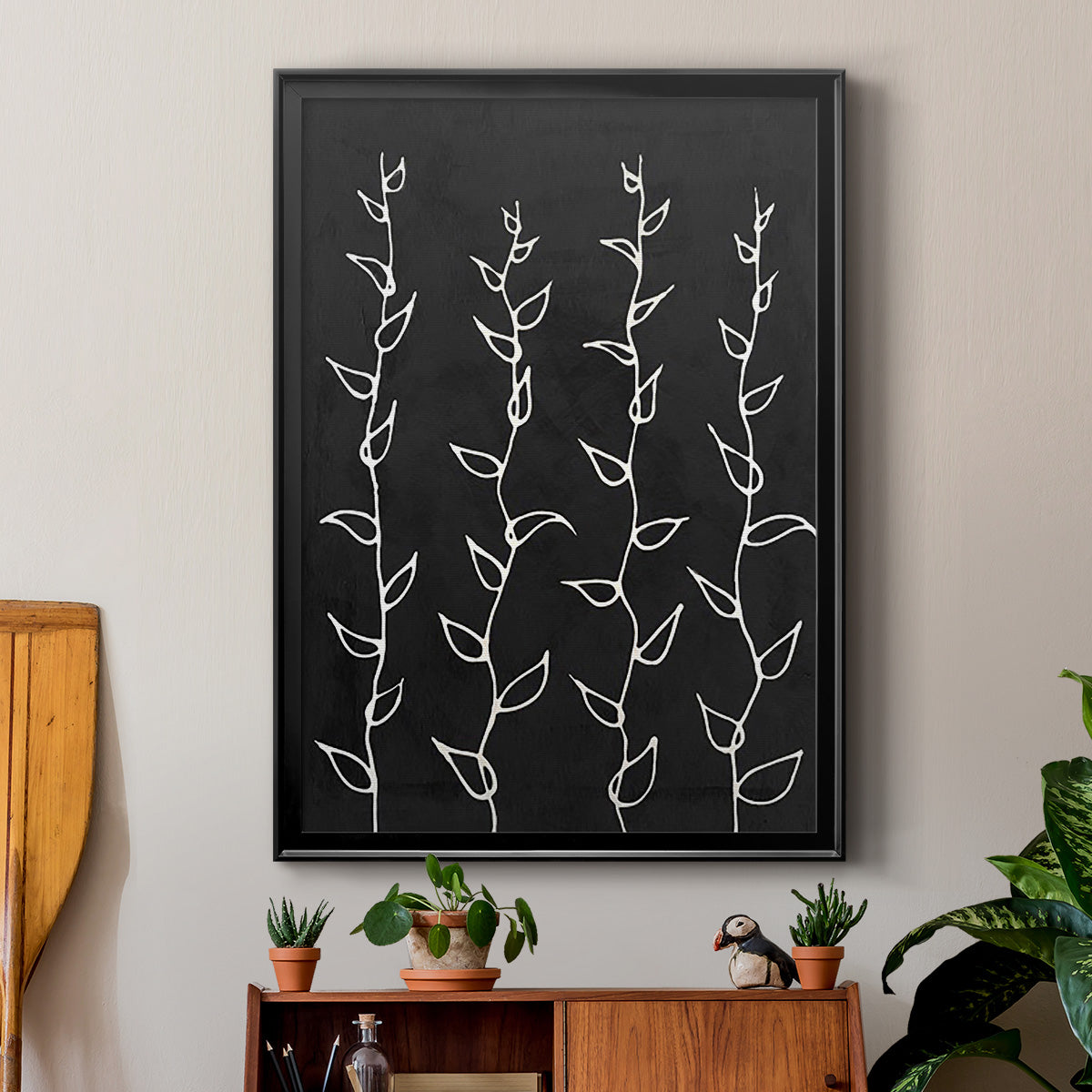 Ivory Vines I - Modern Framed Canvas Print
