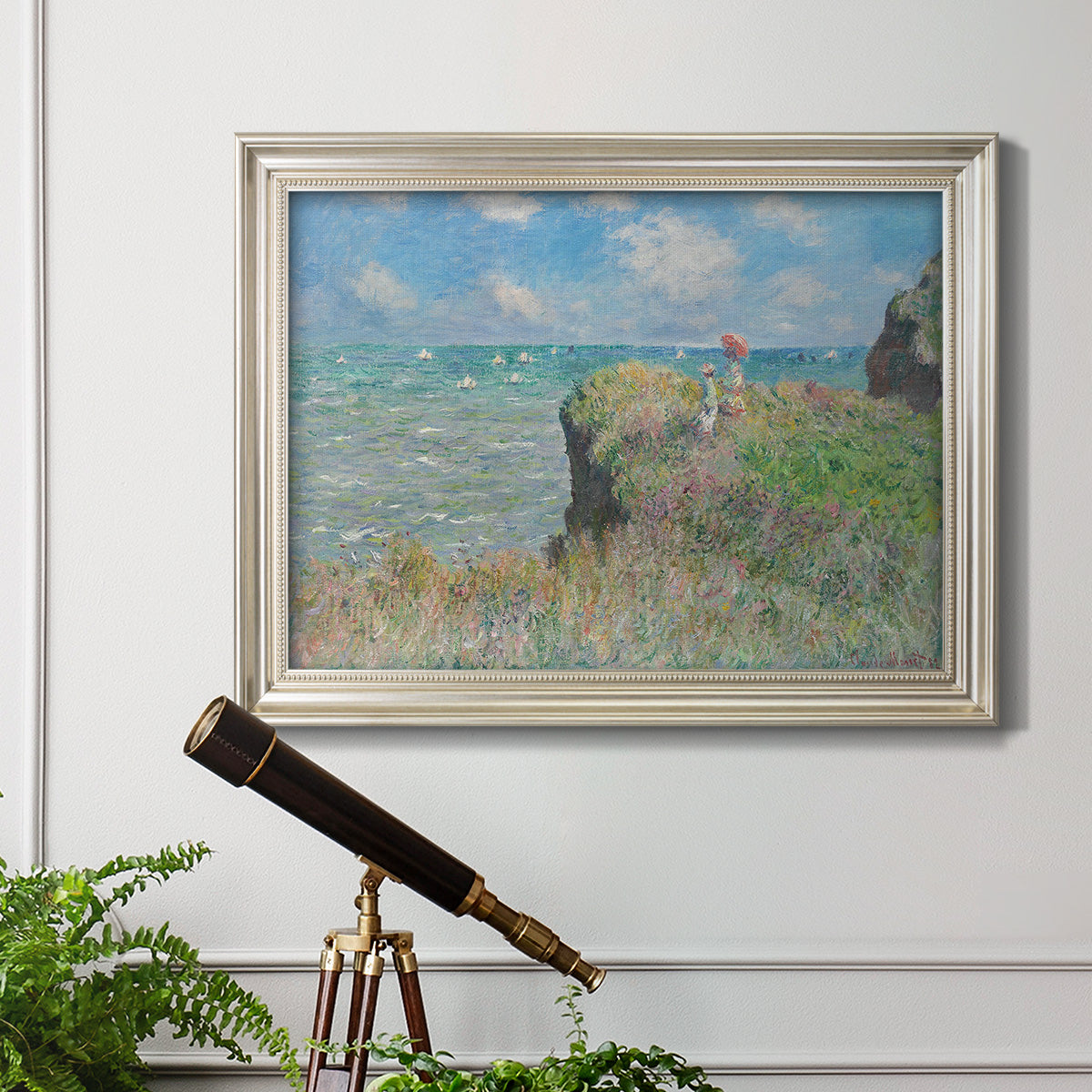 Cliff Walk At Pourville, 1882 - Ornate Framed Canvas Print