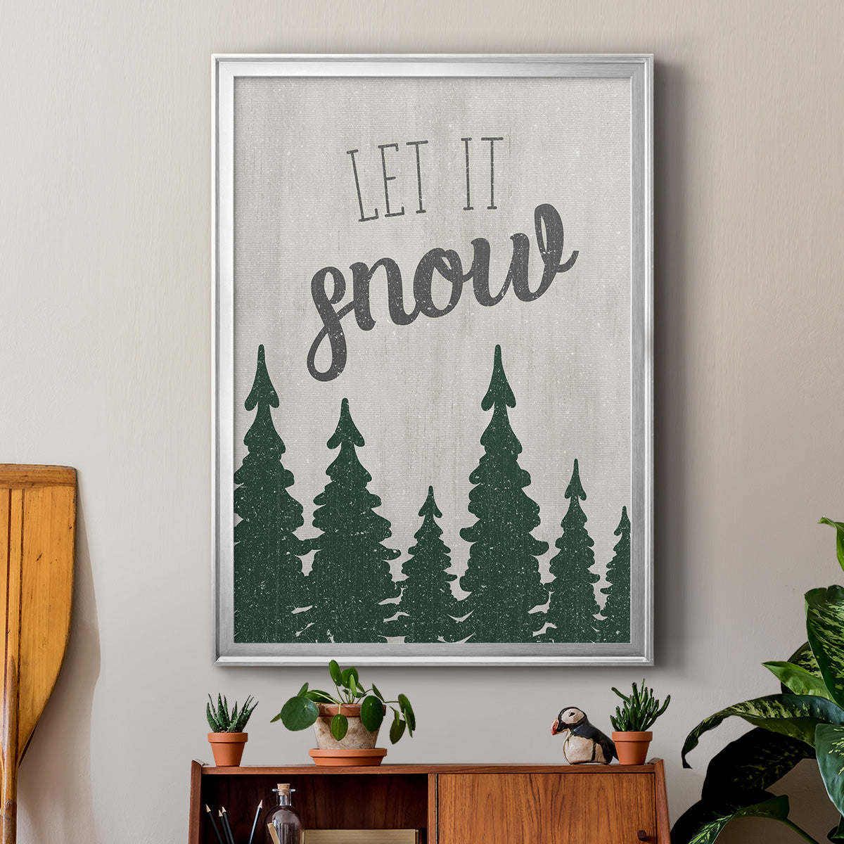 Let It Snow Forest - Modern Framed Canvas Print