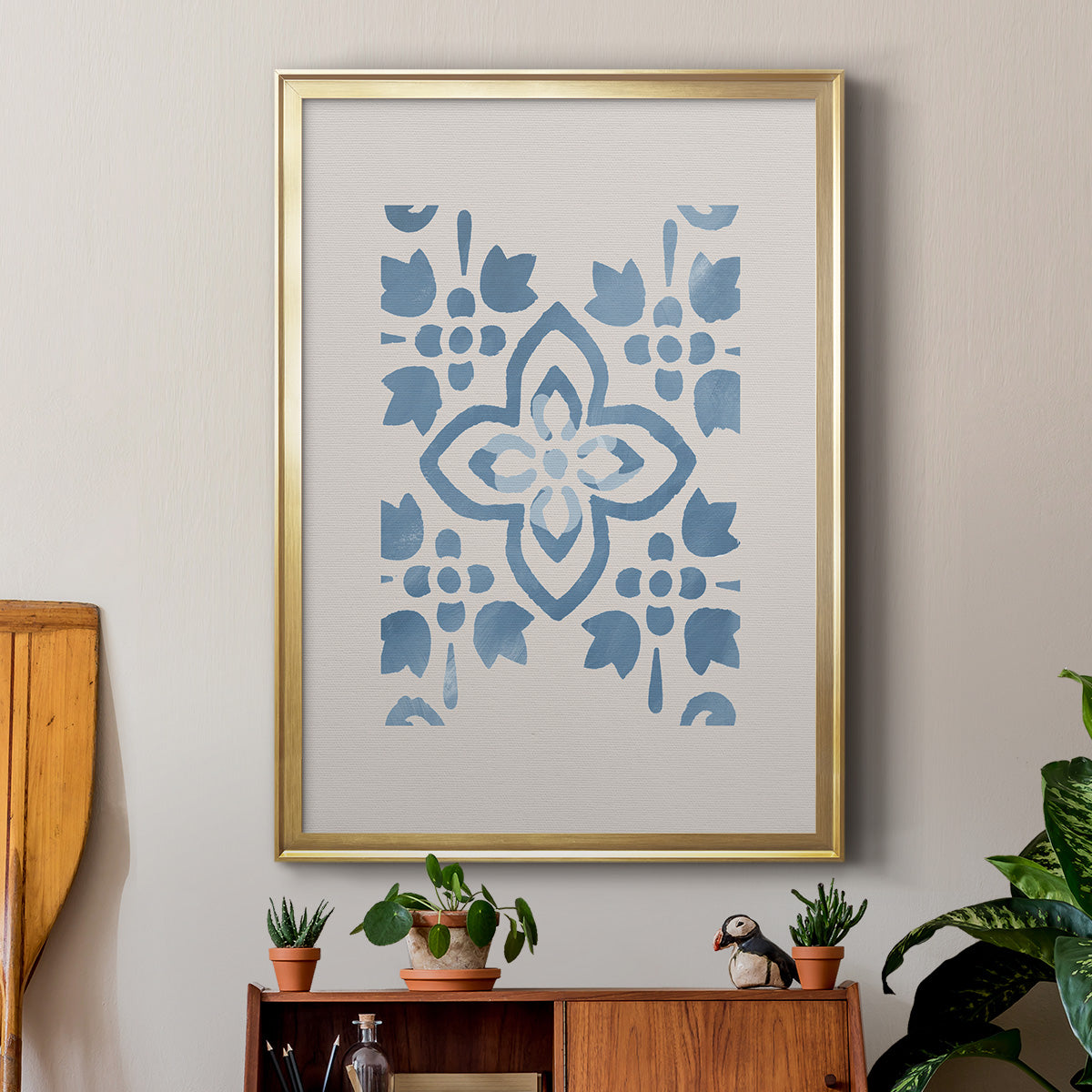 Monochrome Terra Mesa Tile I - Modern Framed Canvas Print