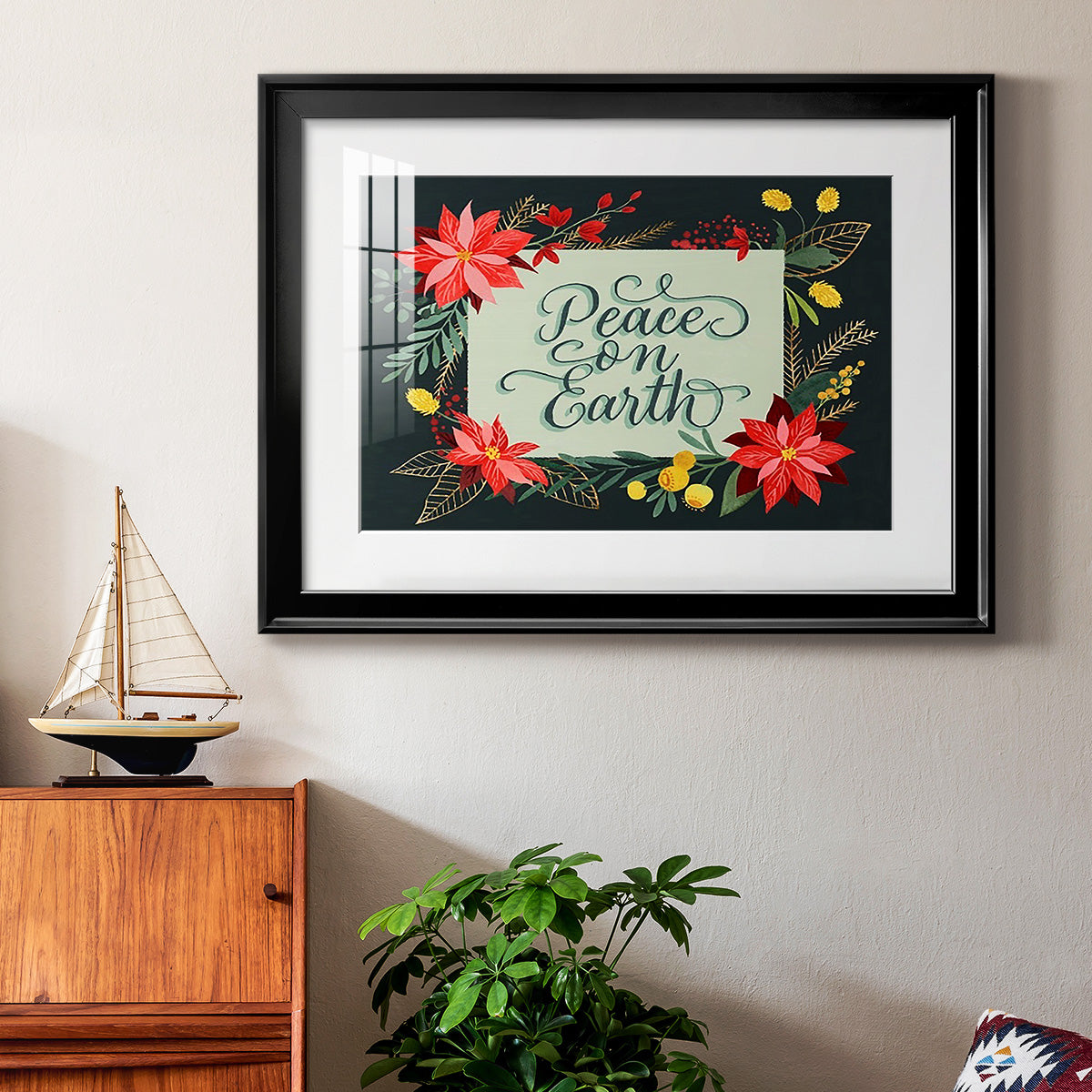 Bright Christmas Night  II - Modern Framed Art Print