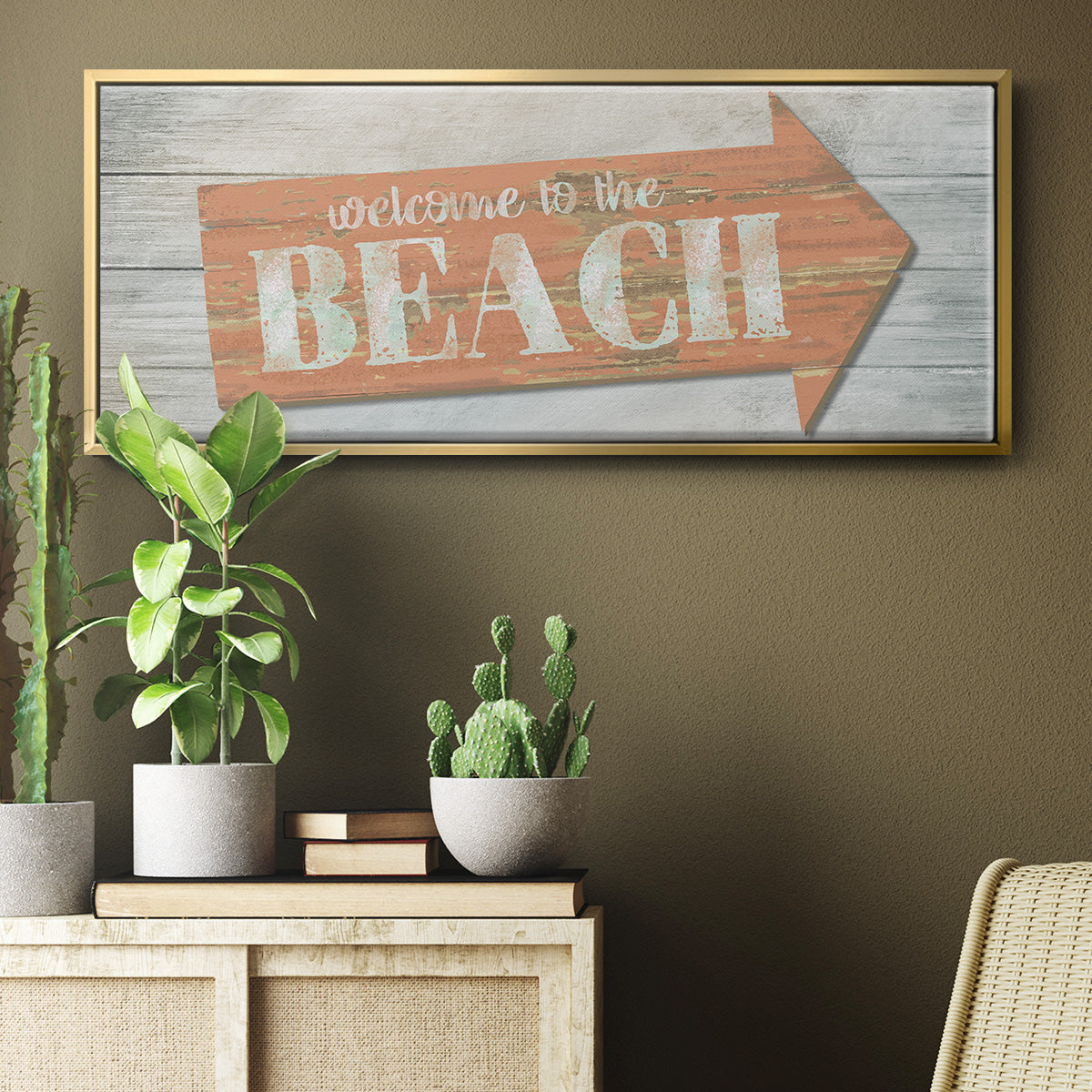 Welcome to the Beach - Floater Framed Canvas Print