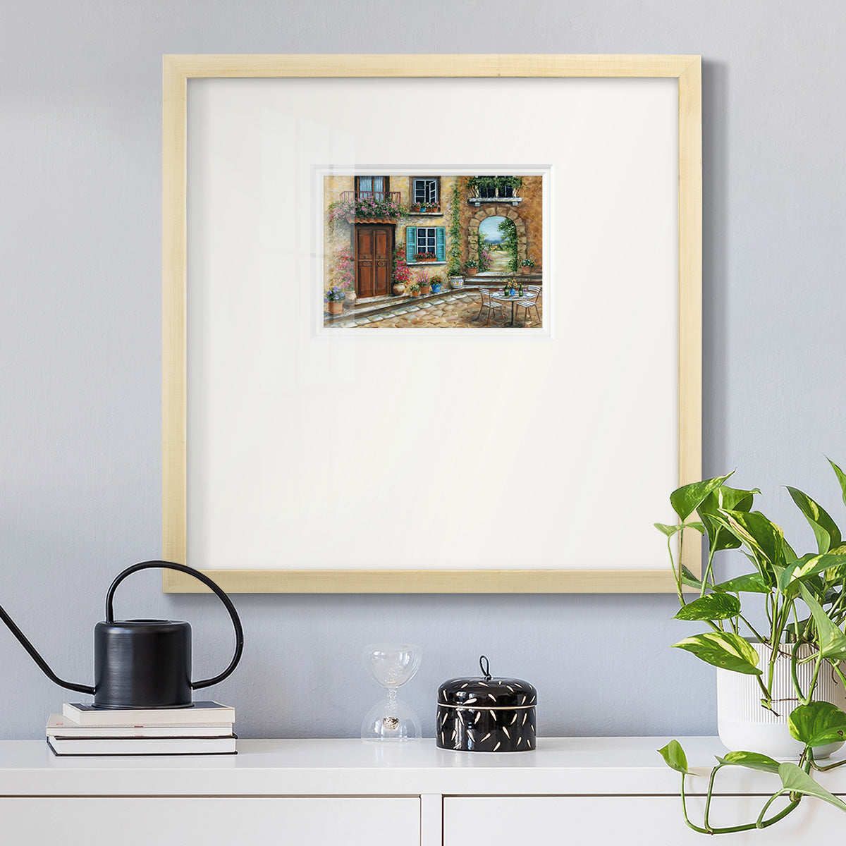 Tuscan Courtyard Premium Framed Print Double Matboard