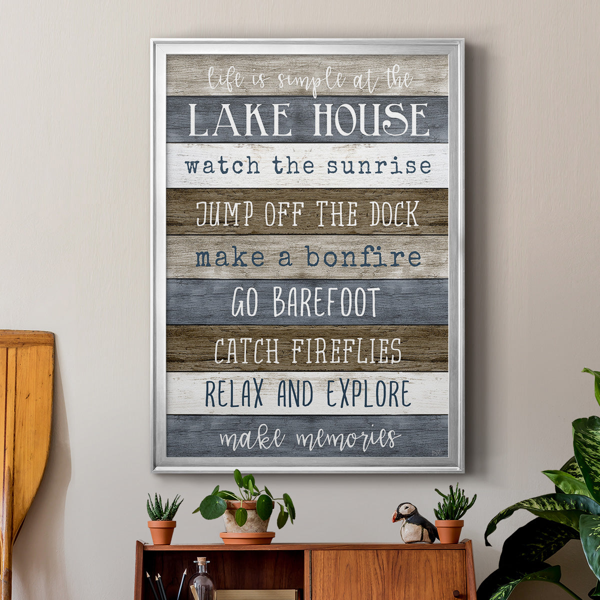 Simple Lake Rules - Modern Framed Canvas Print
