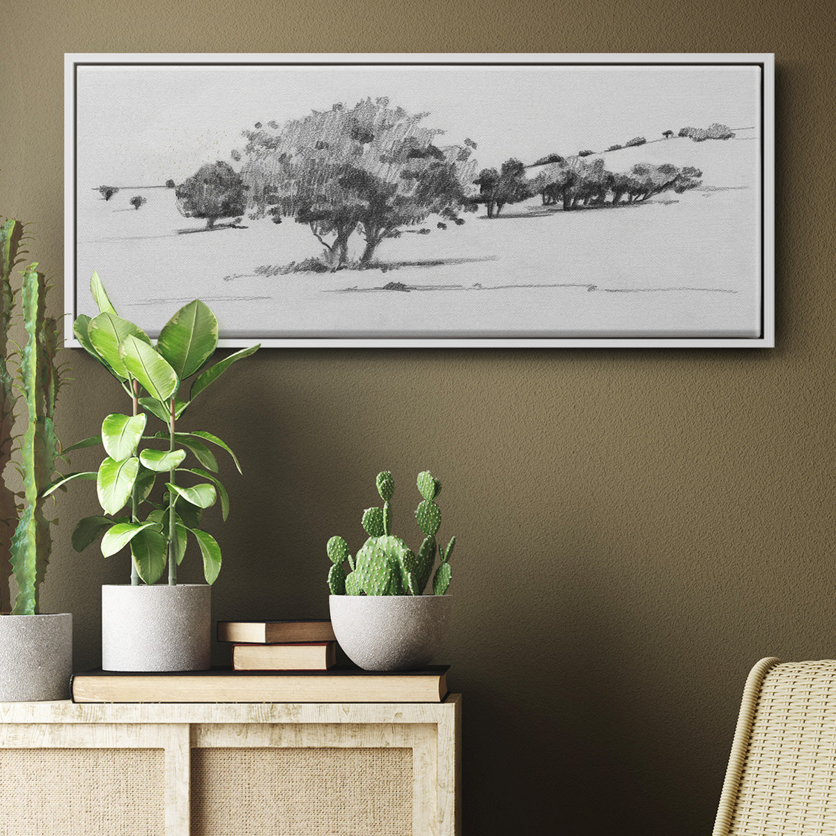 Treeline Sketch I - Floater Framed Canvas Print