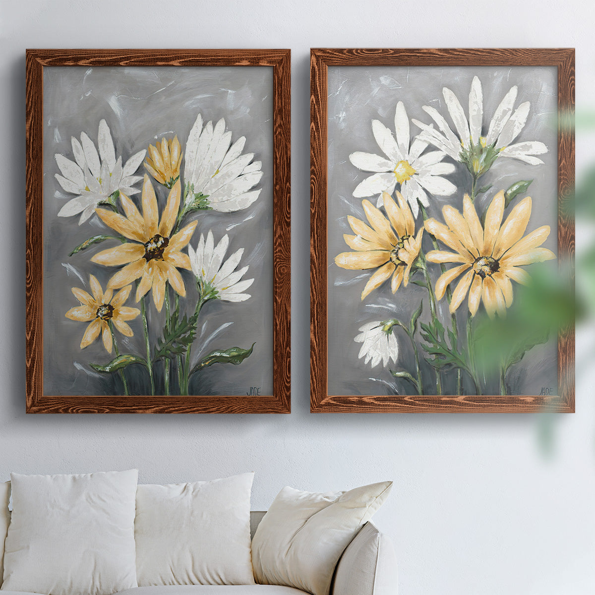 Summer Daisies I - Premium Framed Canvas 2 Piece Set - Ready to Hang