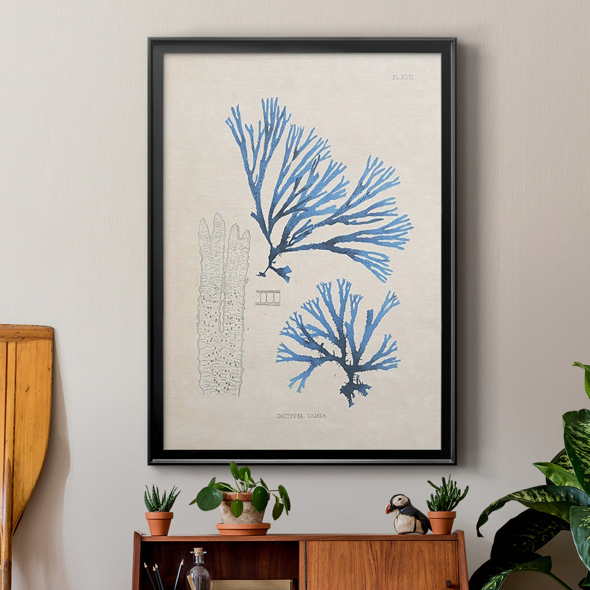 Blue Marine Algae V - Modern Framed Canvas Print