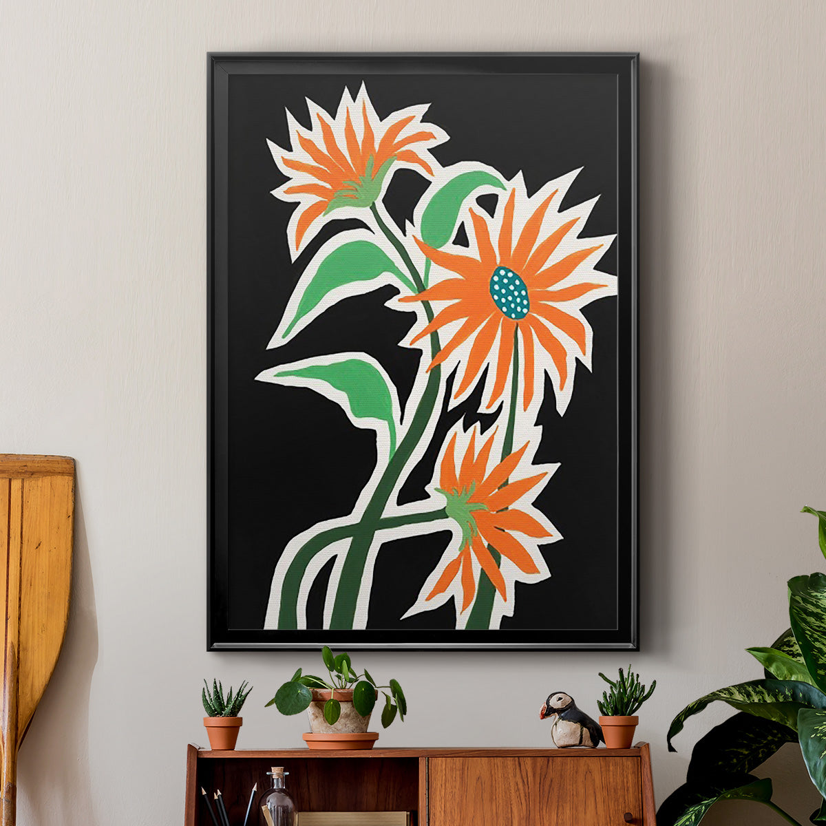 Pop Flowers III - Modern Framed Canvas Print