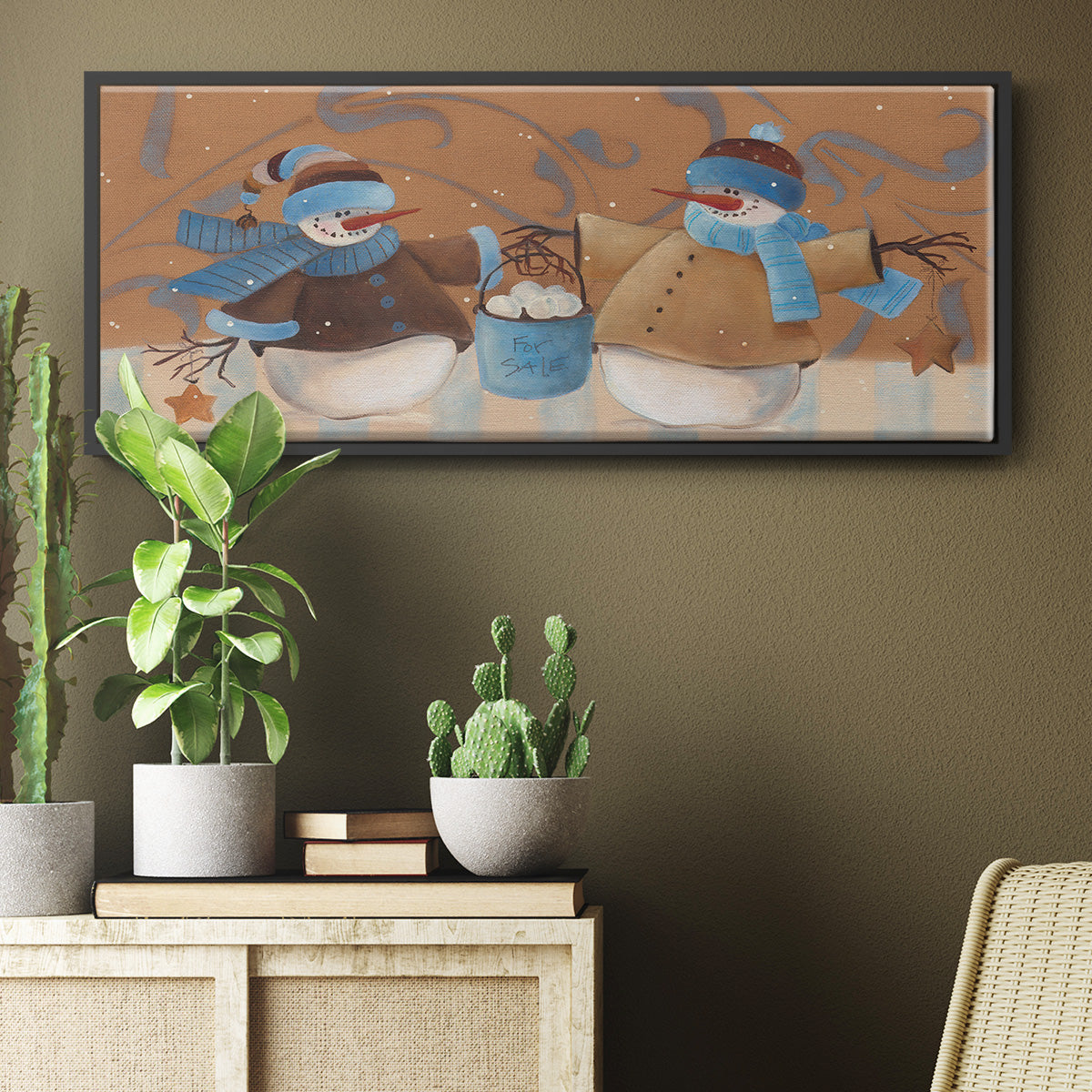 Snowball Bucket - Floater Framed Canvas Print