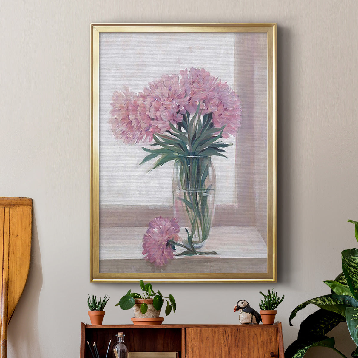 Windowsill Floral I - Modern Framed Canvas Print