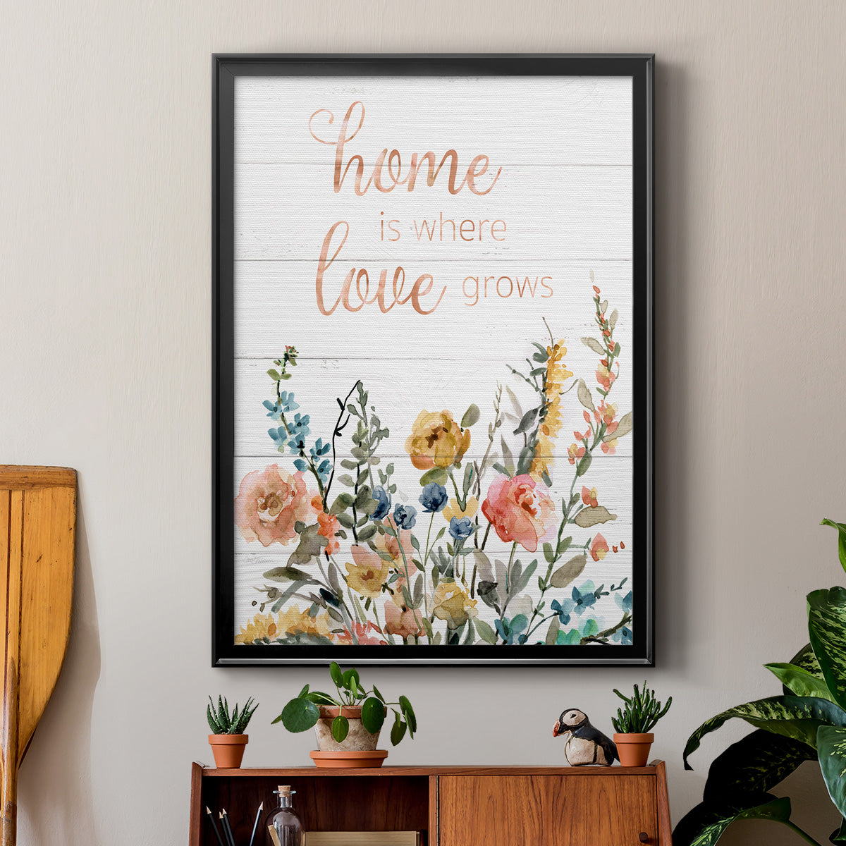 Home is Where Love Grows - Modern Framed Canvas Print