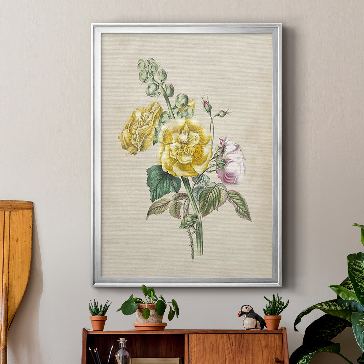 Antique Garden Bouquet II - Modern Framed Canvas Print
