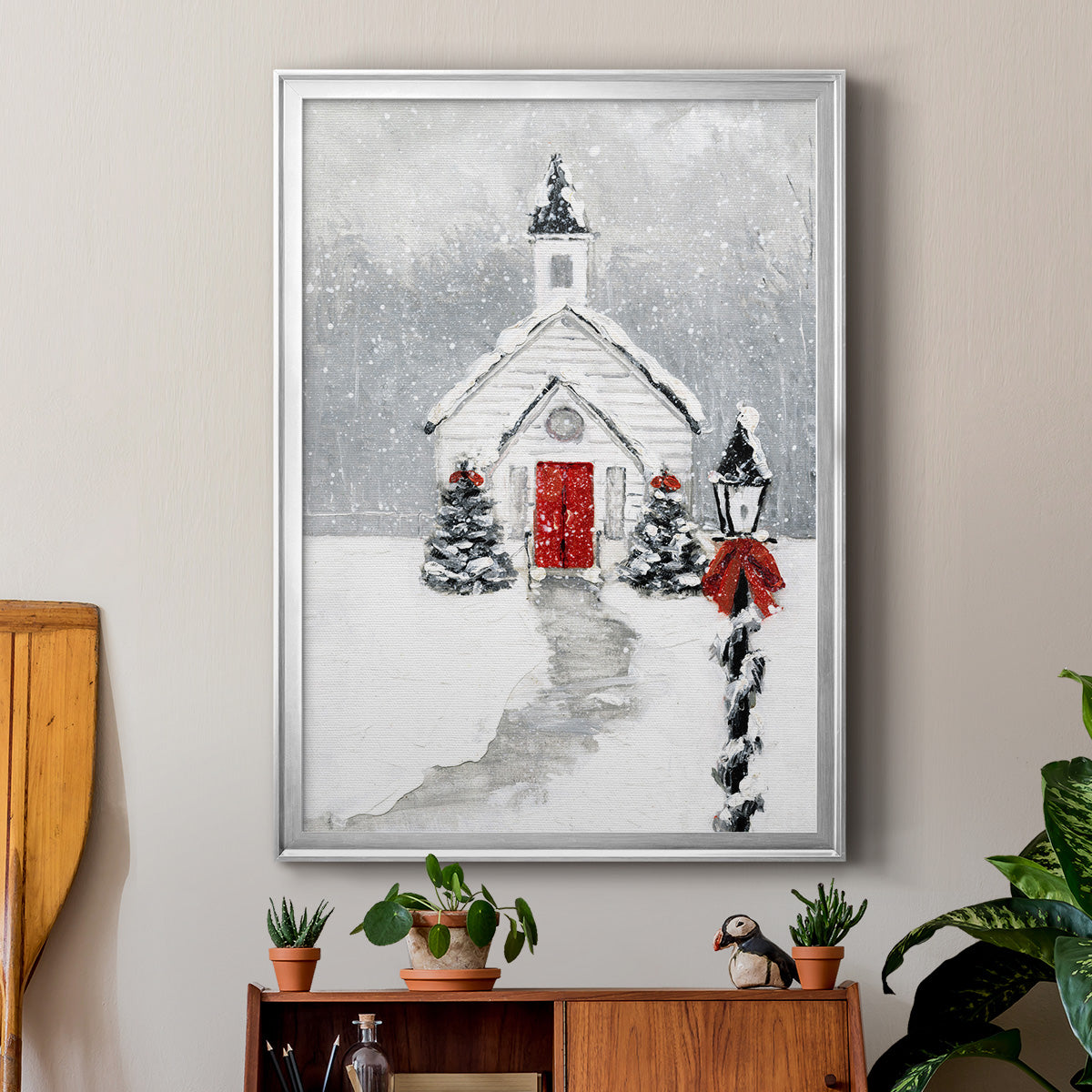 Soft Silent Night - Modern Framed Canvas Print