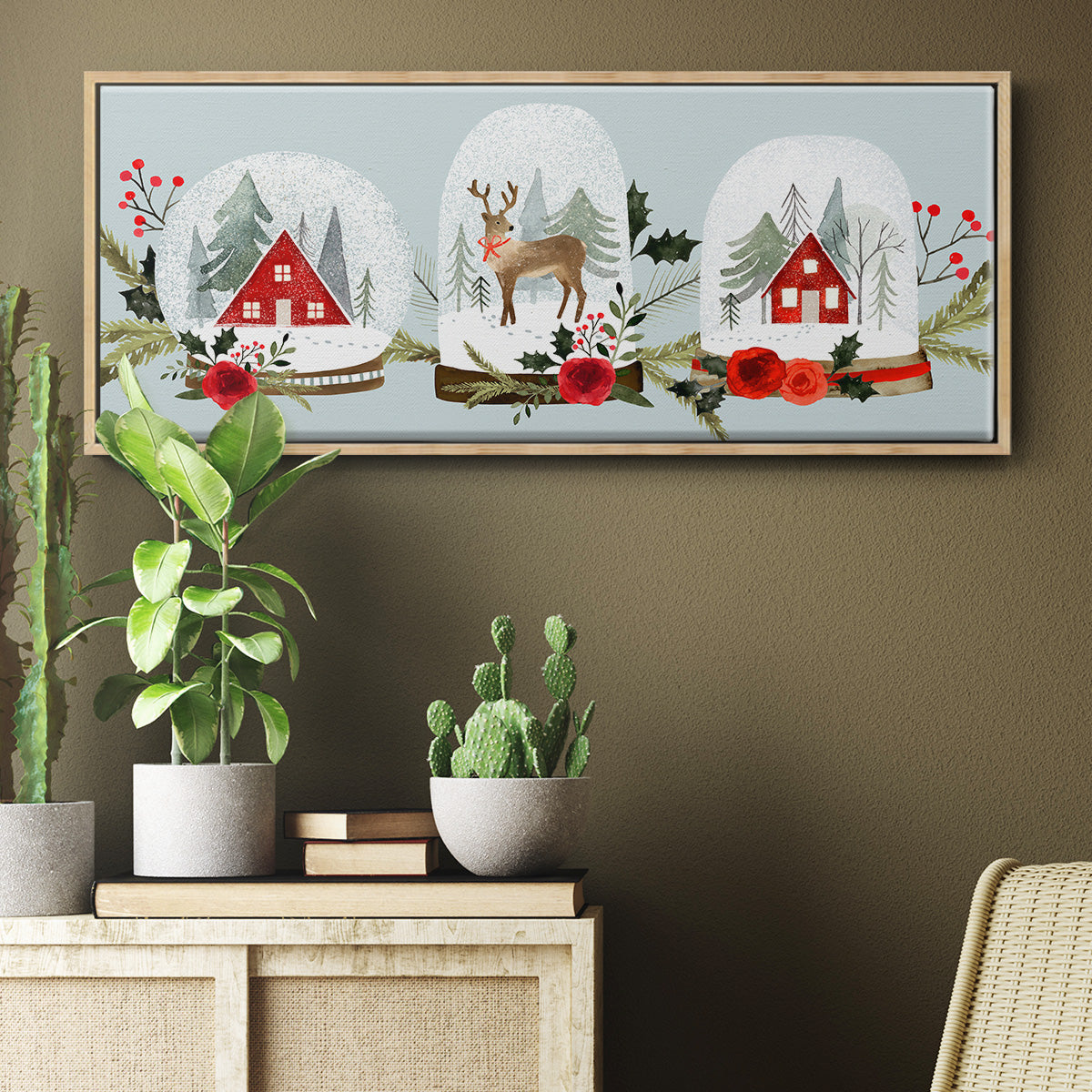 Snow Globe Village Collection D - Floater Framed Canvas Print