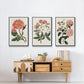 Pink Floral Mix IV - Framed Premium Gallery Wrapped Canvas L Frame 3 Piece Set - Ready to Hang