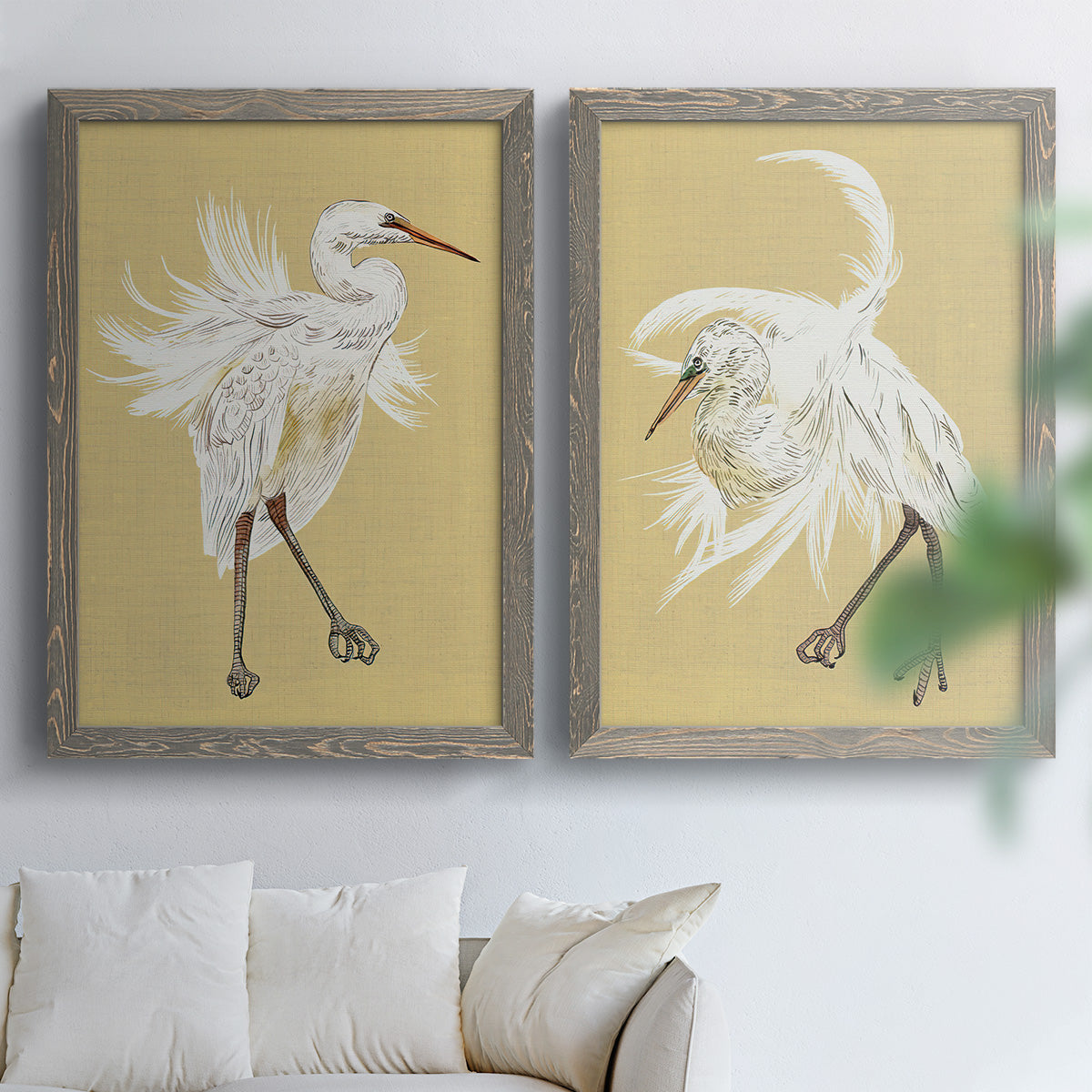 Heron Plumage V - Premium Framed Canvas 2 Piece Set - Ready to Hang