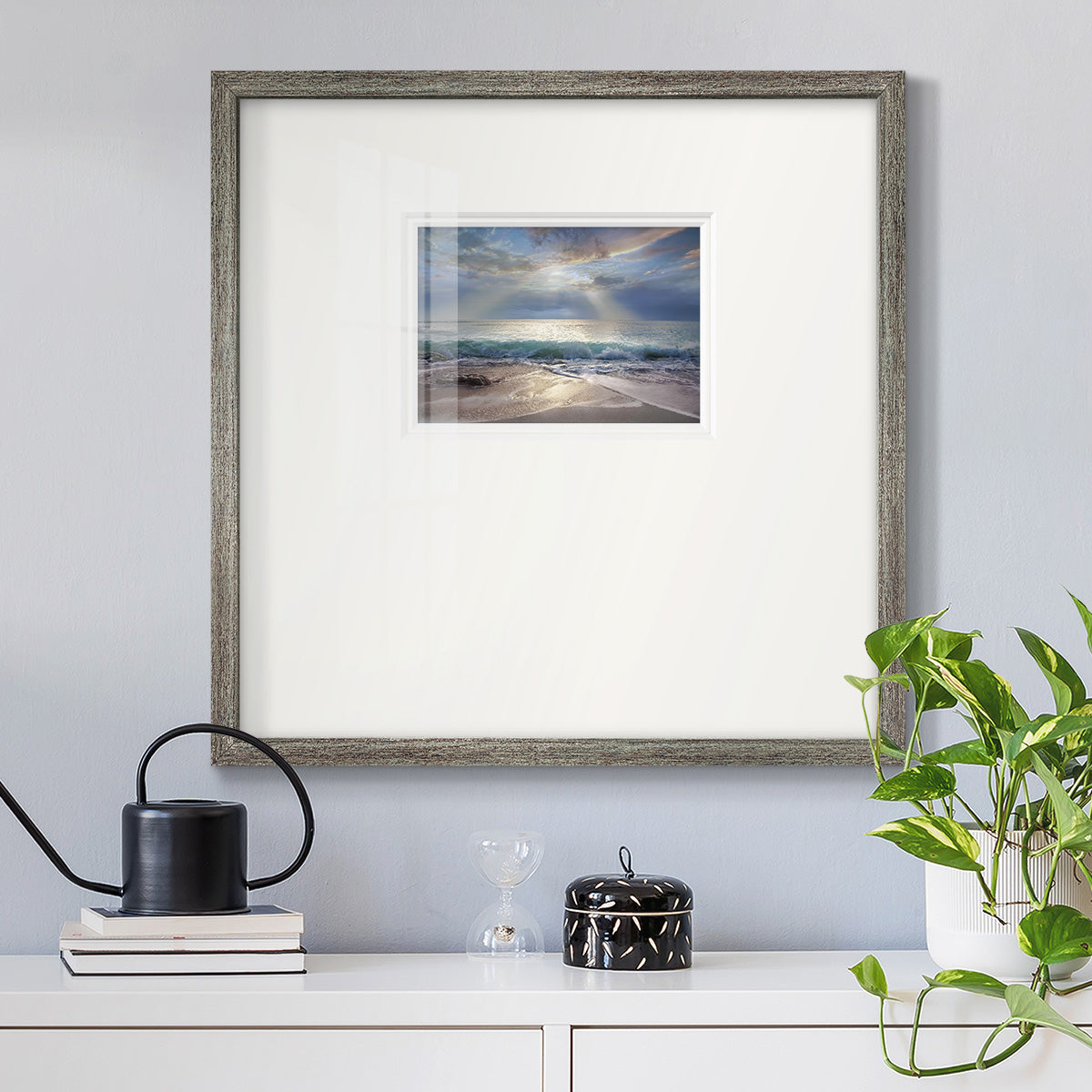 Aqua Blue Morning Premium Framed Print Double Matboard