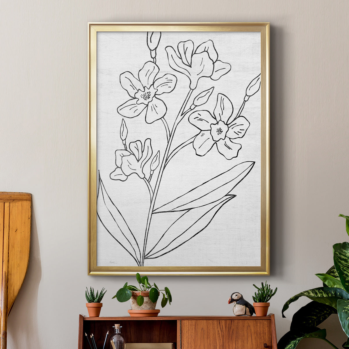 Botanical Sketch I - Modern Framed Canvas Print