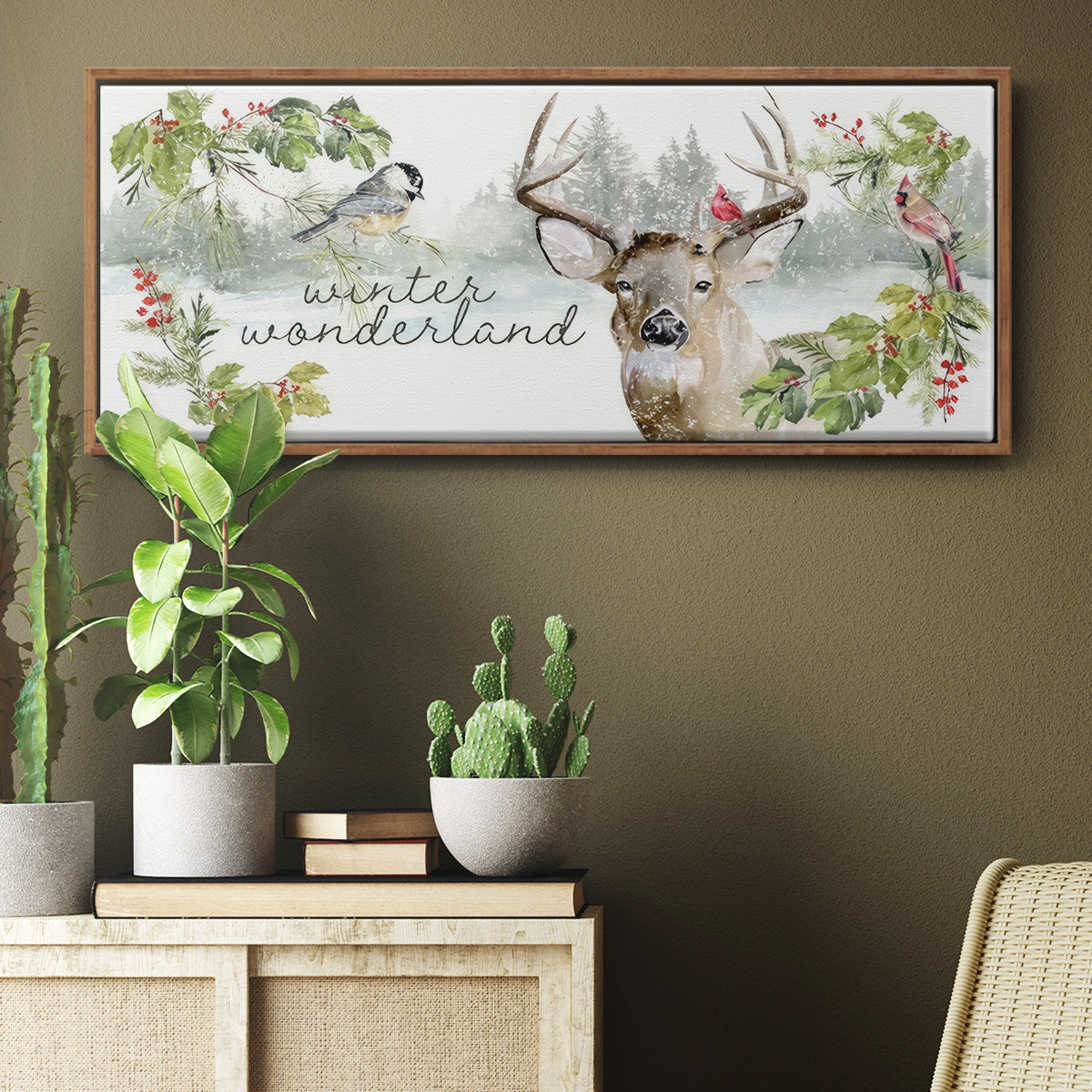 Reindeer Woods - Floater Framed Canvas Print