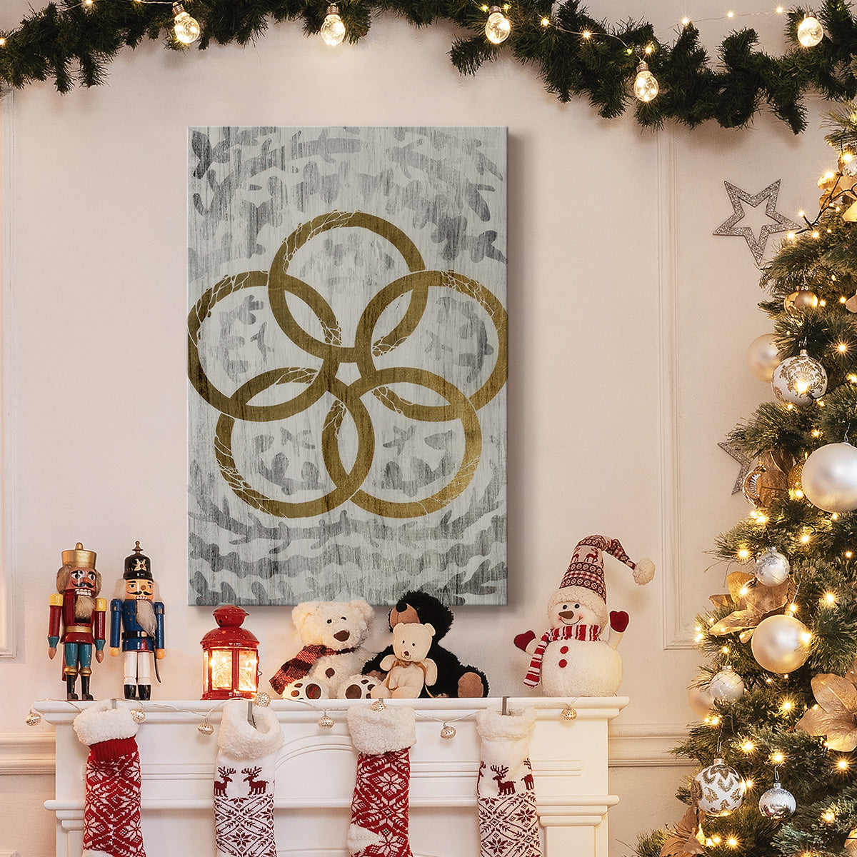 Five Golden Rings  - Gold Leaf Holiday - Gallery Wrapped Canvas