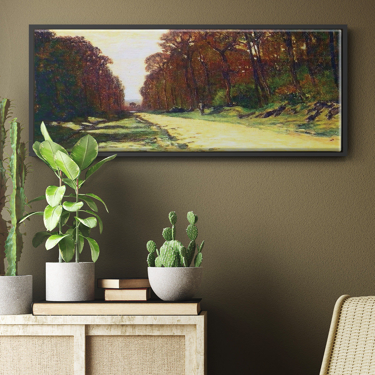 Road in a Forest Fontainebleau, 1864 - Floater Framed Canvas Print