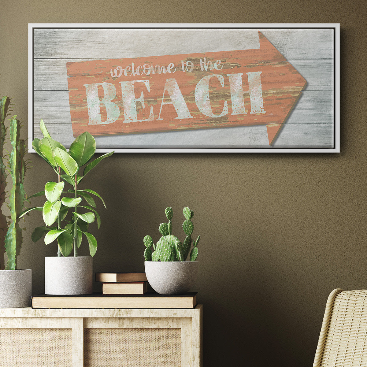 Welcome to the Beach - Floater Framed Canvas Print