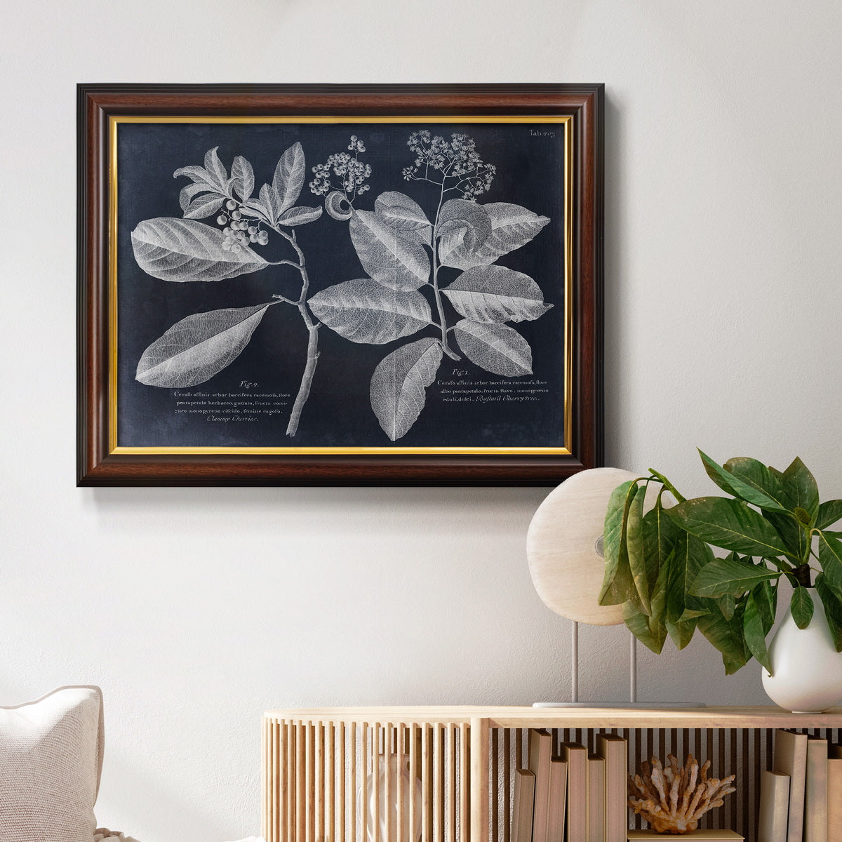 Foliage on Navy IV Premium Framed Canvas- Ready to Hang