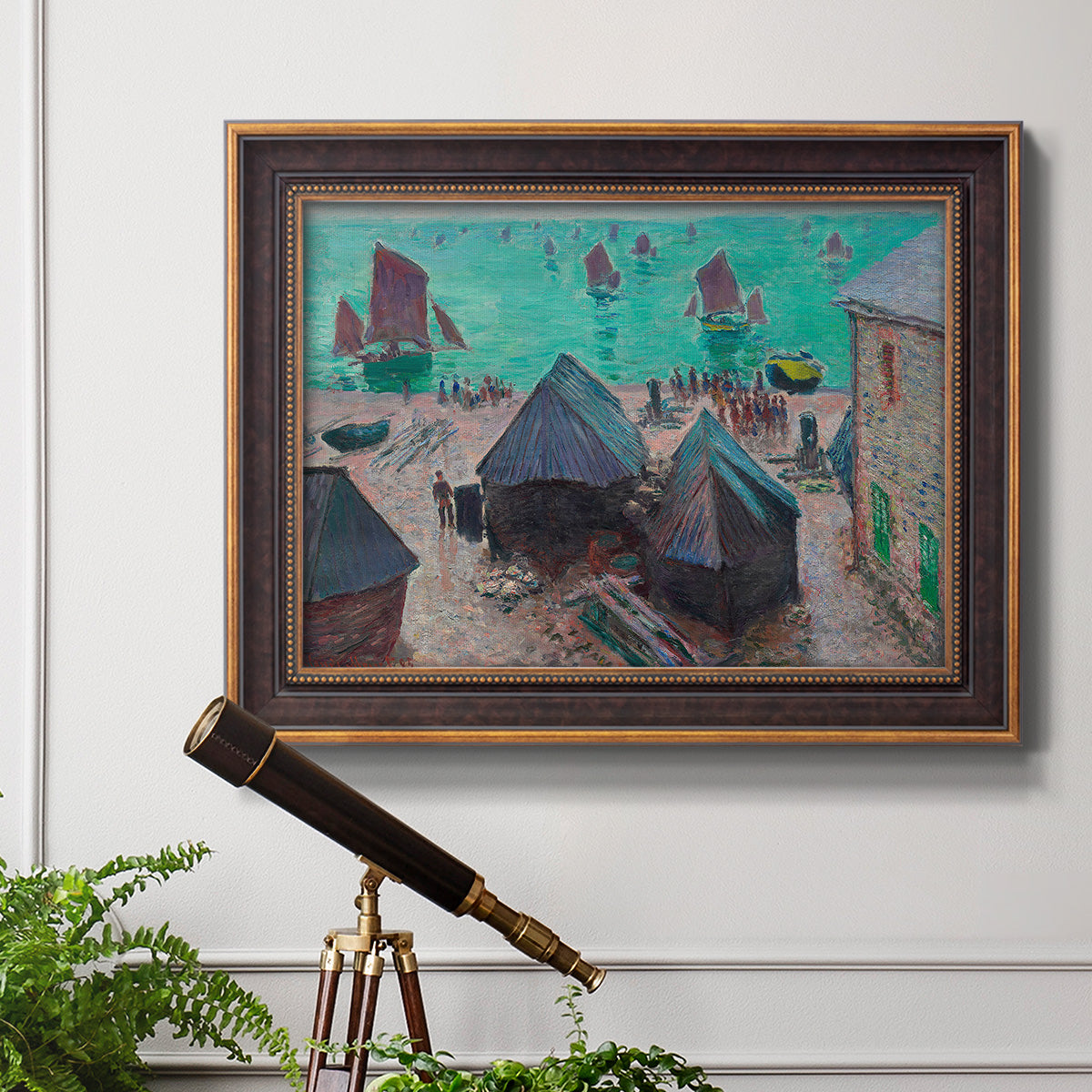 The Departure of the Boats Etretat - Ornate Framed Canvas Print