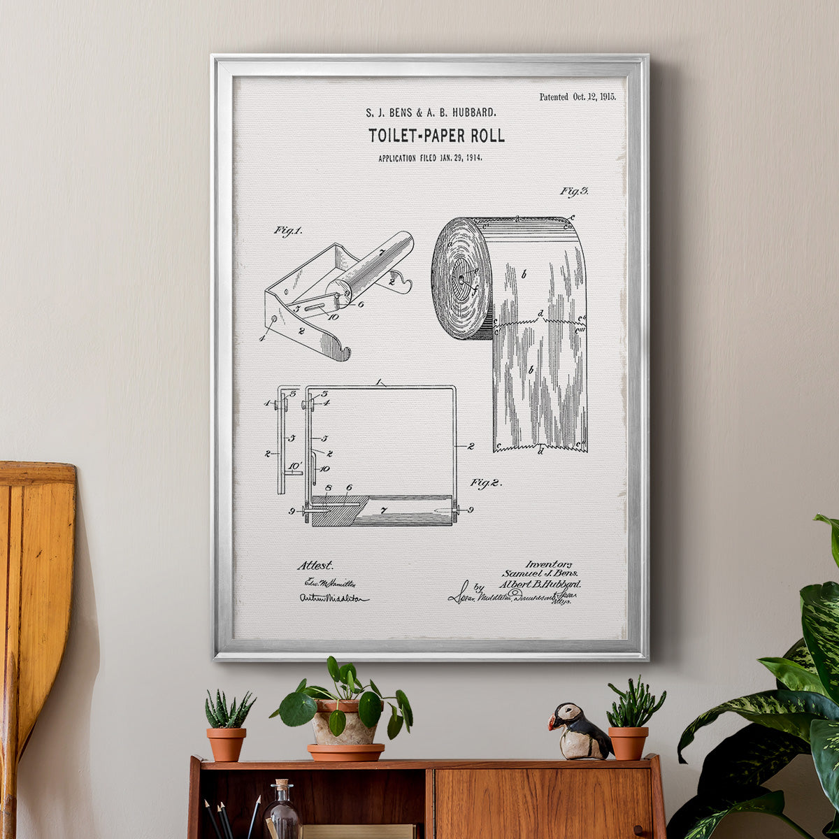 Toilet Paper Patent I - Modern Framed Canvas Print