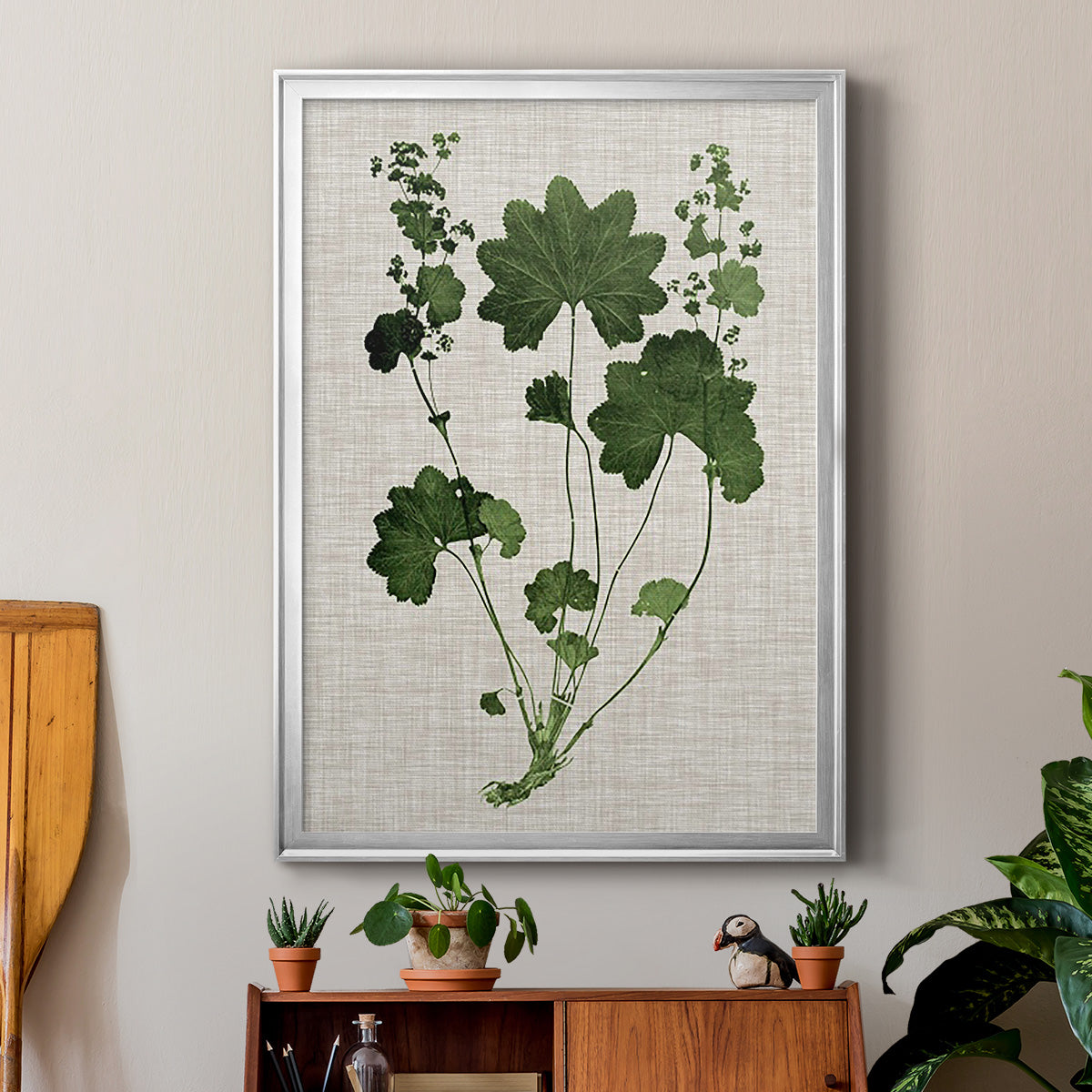 Forest Foliage on Linen IV - Modern Framed Canvas Print