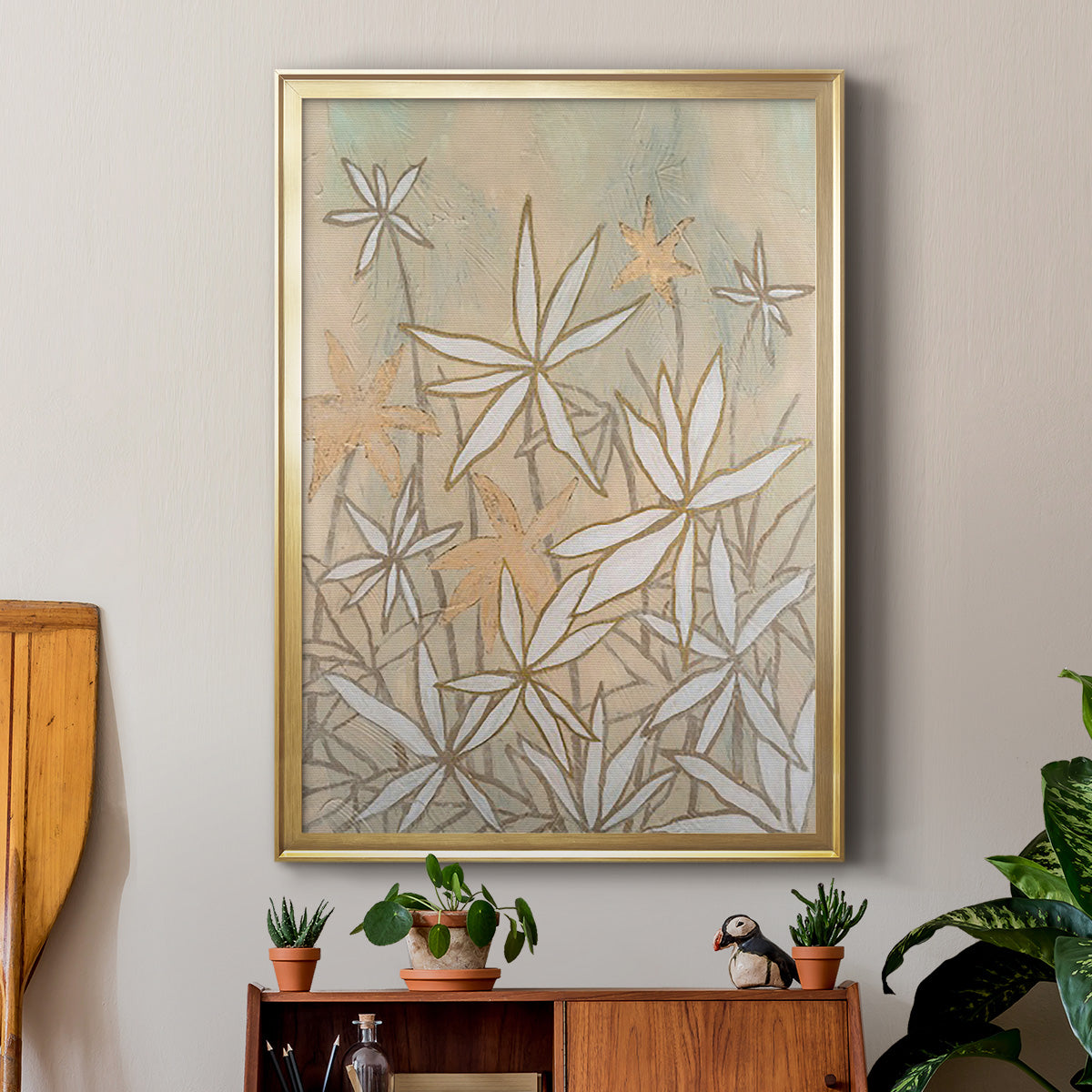 Embellished Starburst Bloom I - Modern Framed Canvas Print