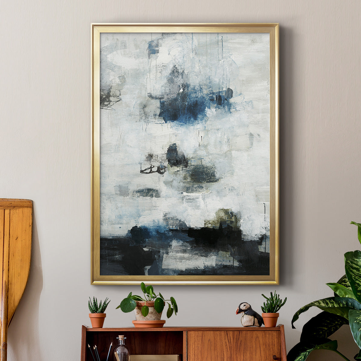 Black & Blue - Modern Framed Canvas Print