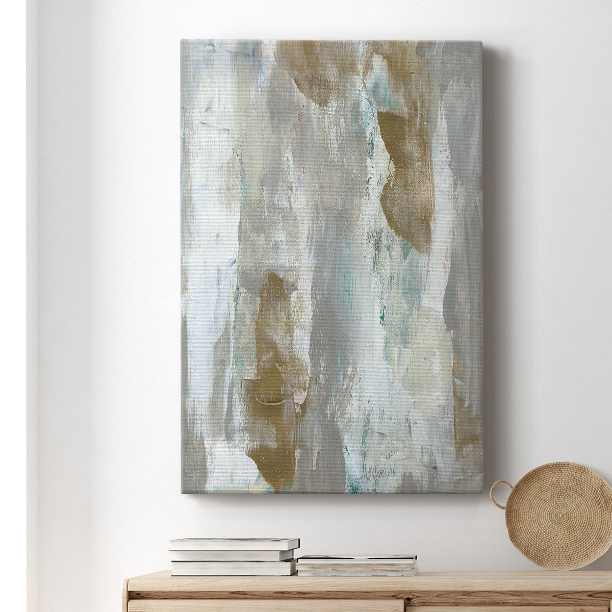 Textured Neutrals & Gold I Premium Gallery Wrapped Canvas - Ready to Hang