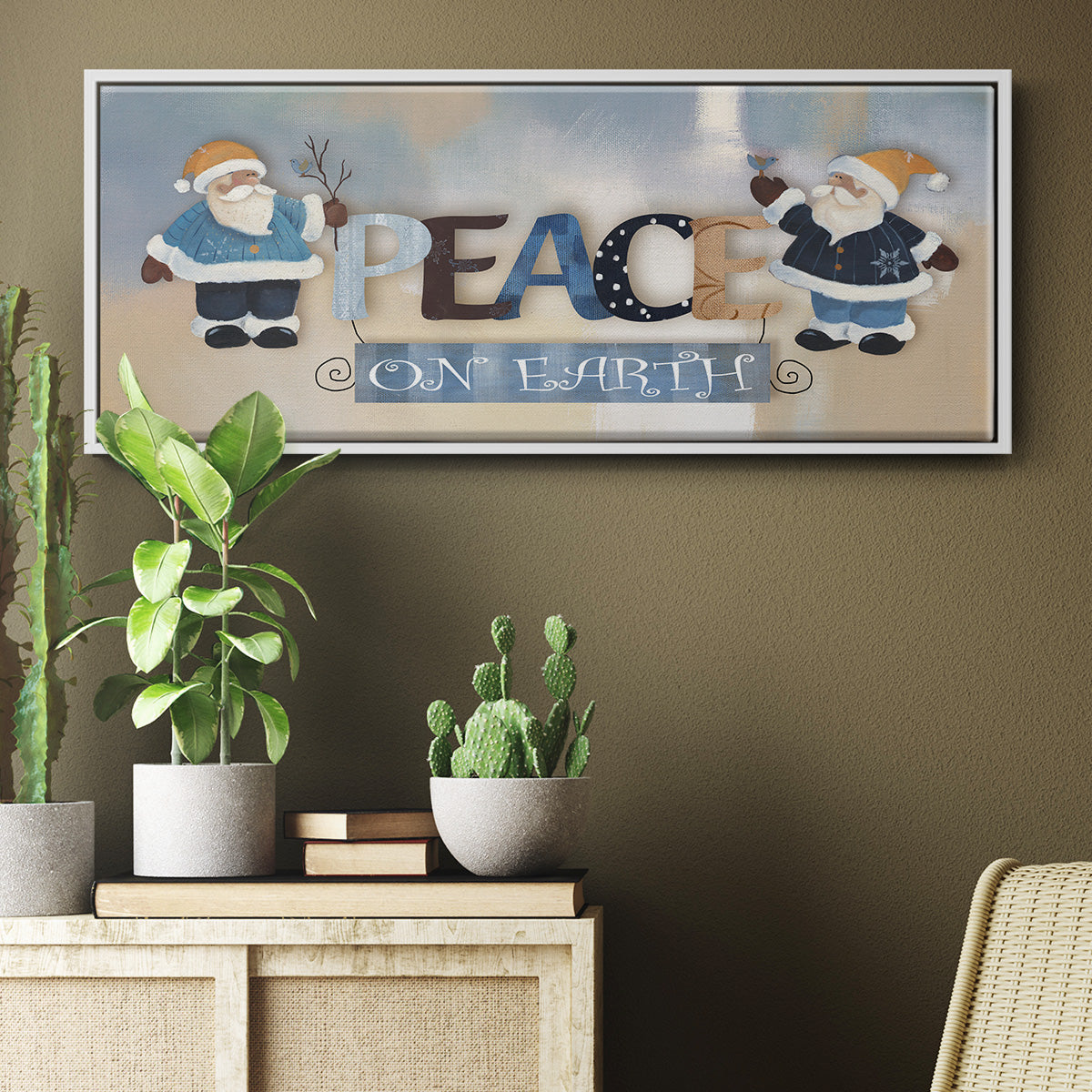 Santa Peace - Floater Framed Canvas Print